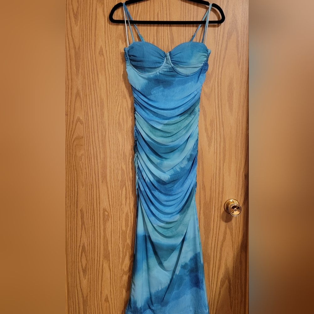 Blue/green Ruched Dress